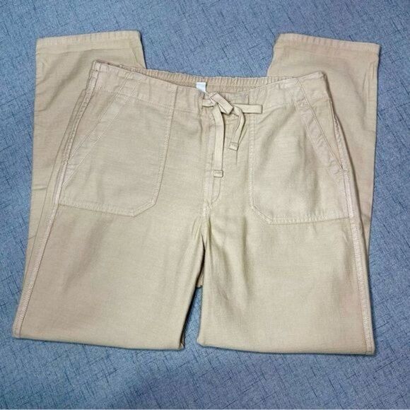 J. Crew Tie Waist Camp Pant Relaxed Fit Khaki Pants Tan Beige Medium - Picture 9 of 16